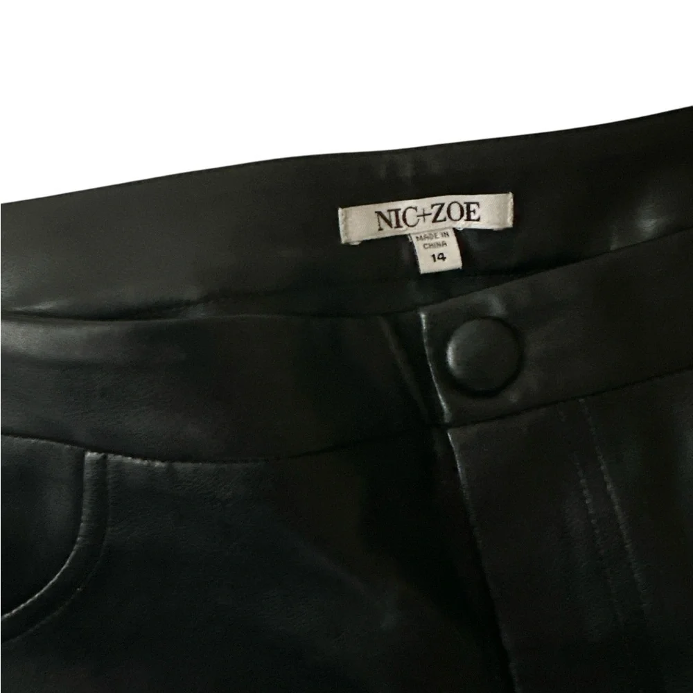✨ NIC+ZOE Dark Chocolate Vegan Leather Pants | Straight-Leg Luxe Fall Glam Sz 14